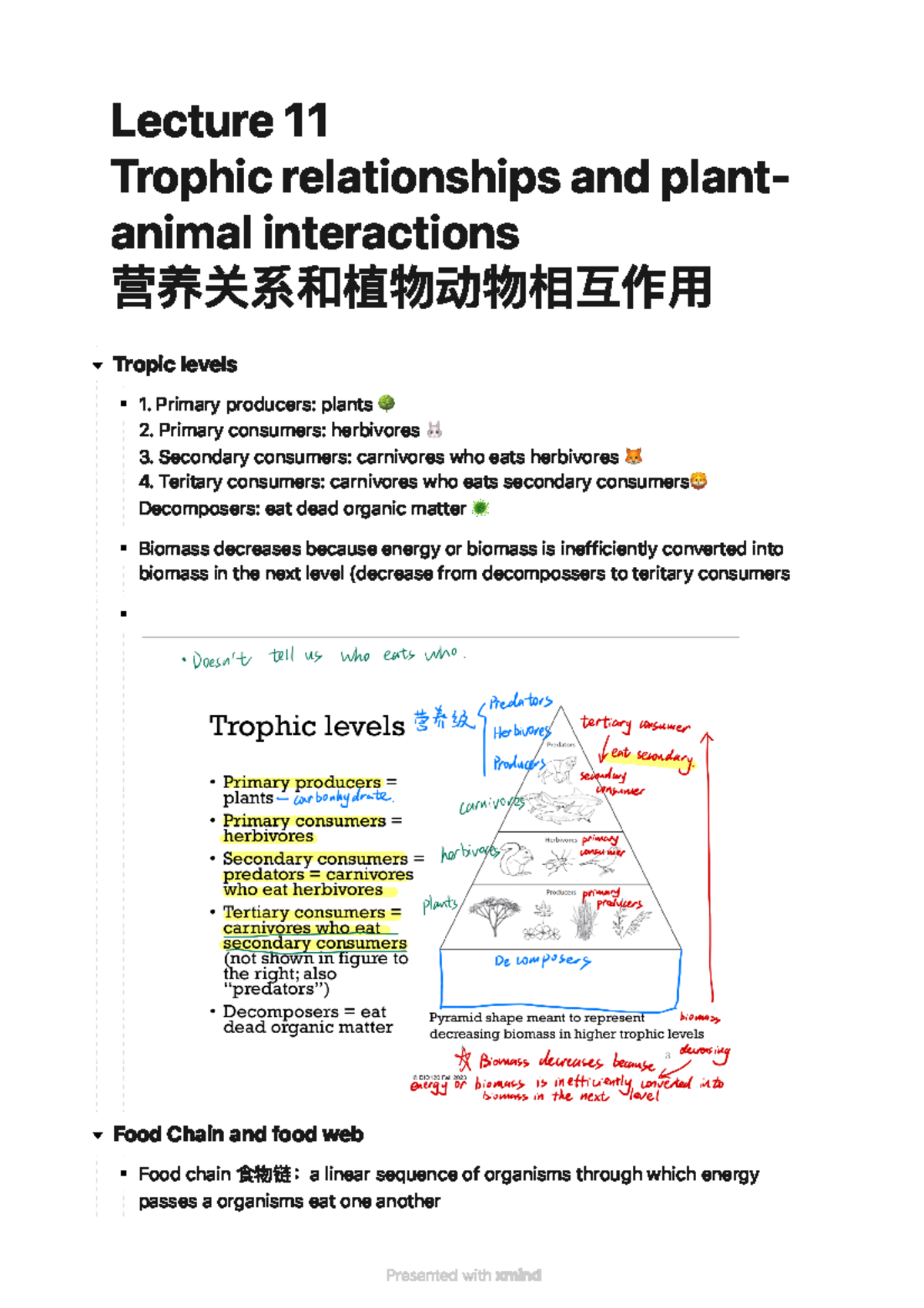 Lecture 11 Trophic relationships and plant-animal interactions ...