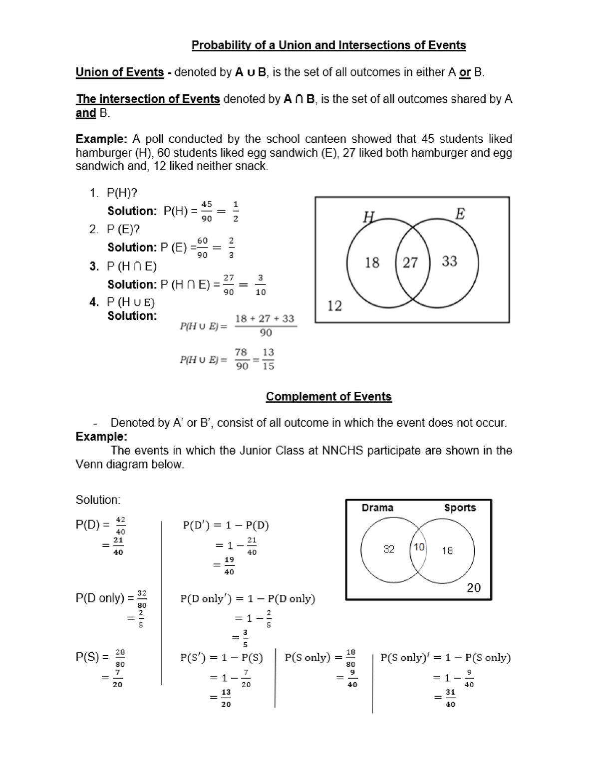 Probability Of A Union And Intersection Of Events - BS Mathematics ...