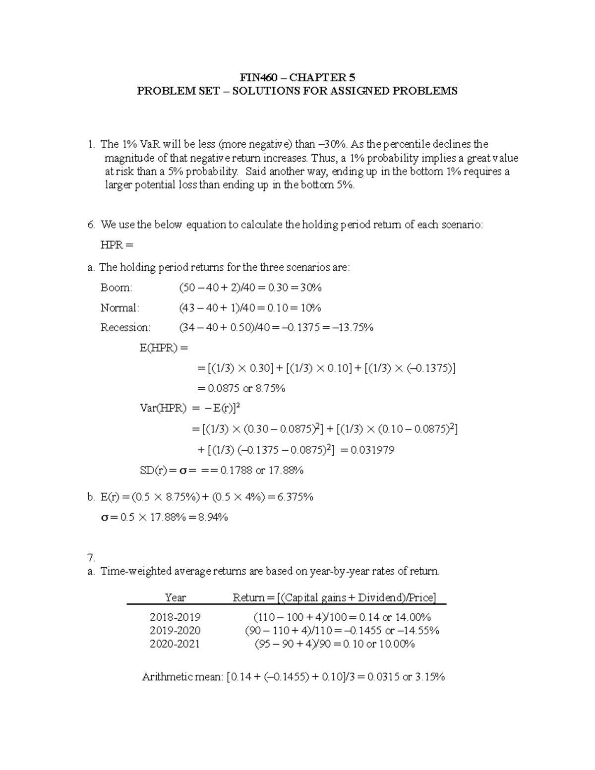 problem solving with financial models chapter 5 answers