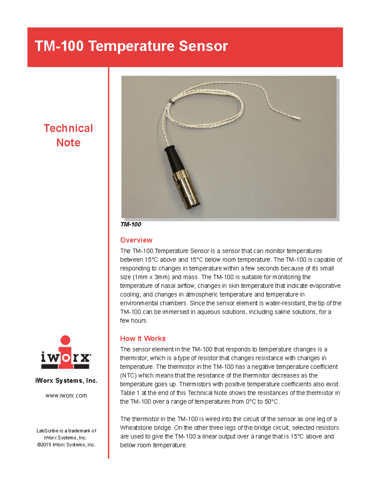 TM-100-temperature sensor - TM- Overview The TM-100 Temperature Sensor ...