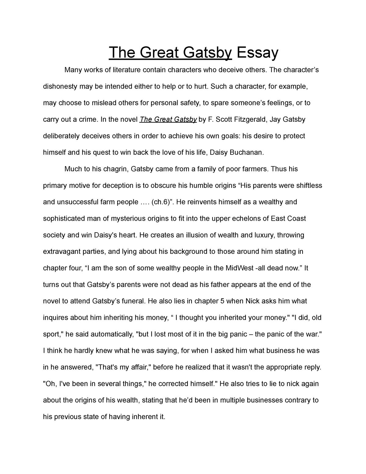 great gatsby ap essay