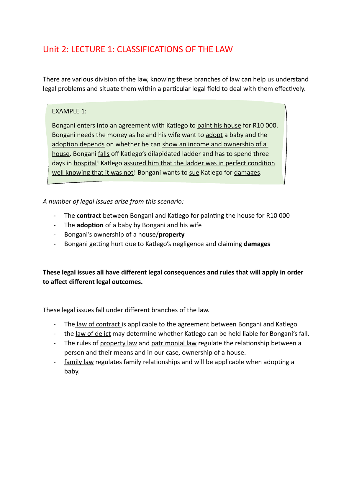 Unit 2 - Jurisprudence Unit 2 Summaries - Unit 2: LECTURE 1 ...