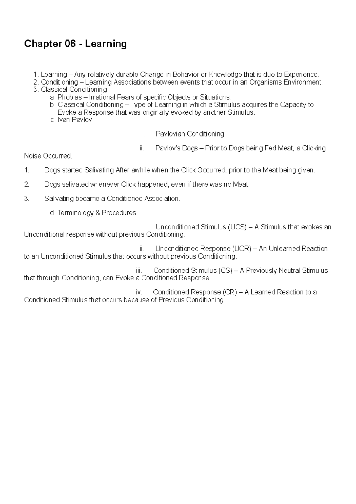 Chapter 06 - Learning - Chapter 06 - Learning Learning – Any relatively ...