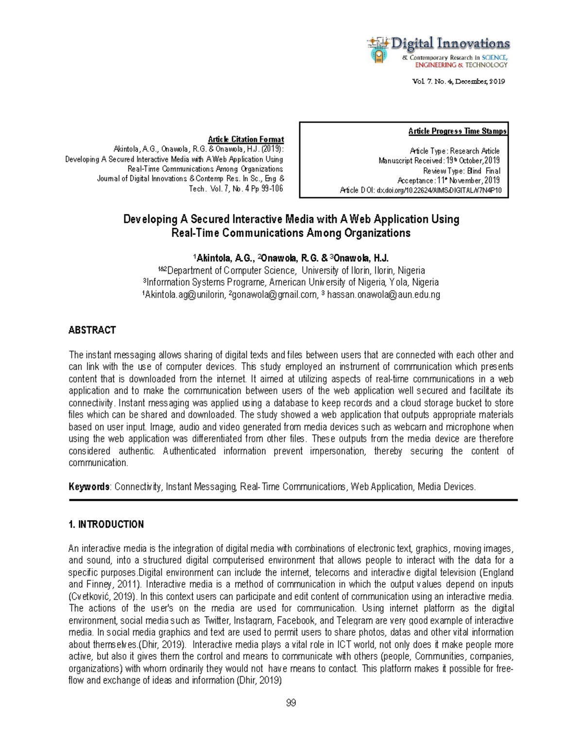 Publication Journal Developing A Secured Interactive Media With A