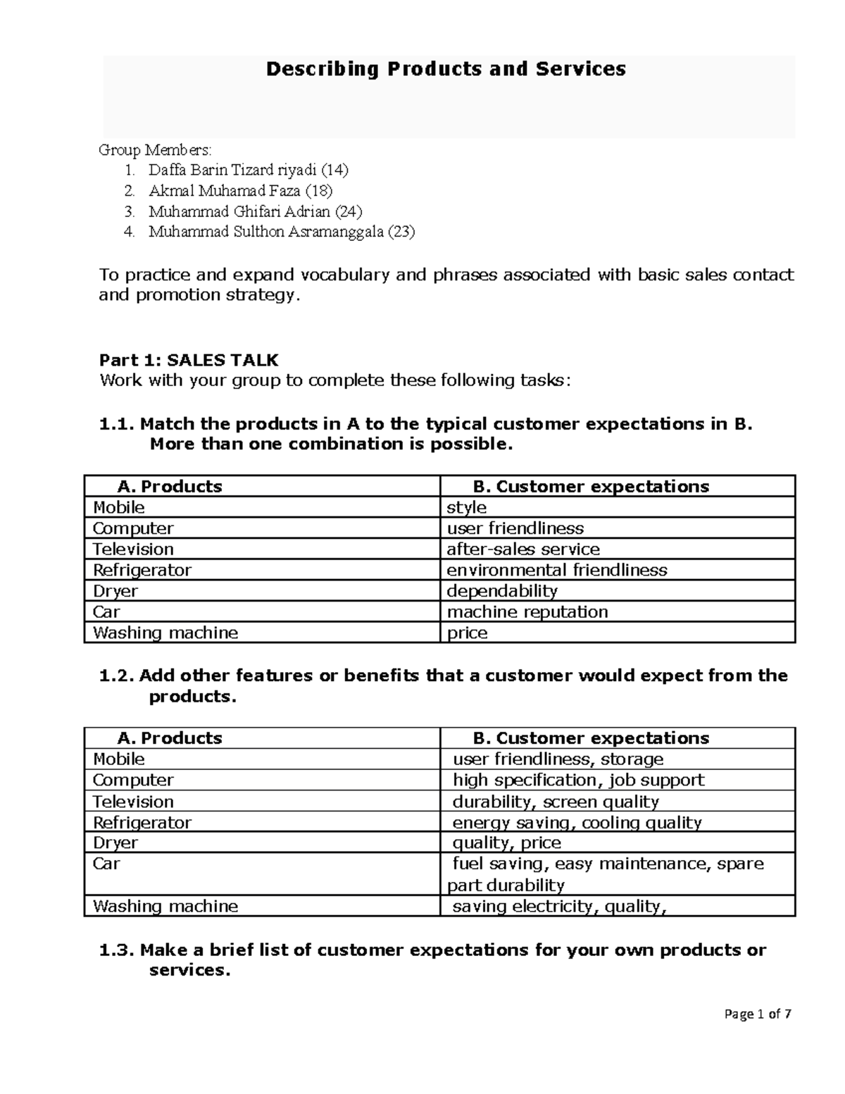 3 Worksheet Describing Products and Services-YEN - Describing Products ...