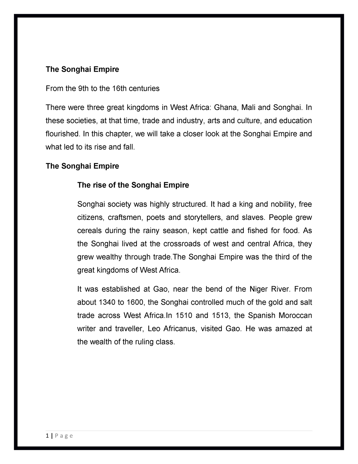 songhai empire essay grade 10 pdf