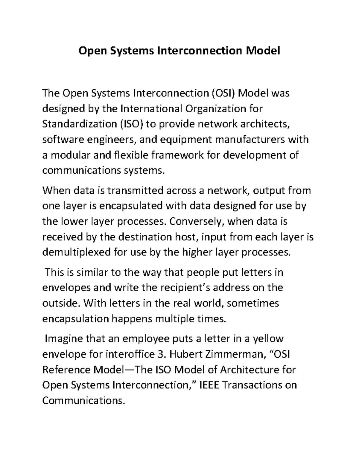 Open Systems Interconnection Model - When data is transmitted across a ...