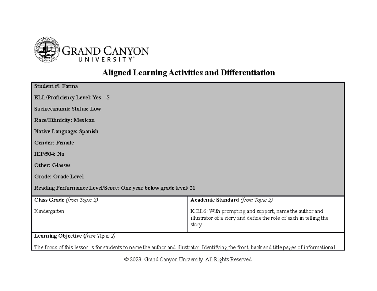 ELM-210-D-T5-Aligned Activities and Differentiation - Aligned Learning ...