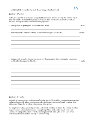 Outcome 1a Prac Questions B - Question 1 (5 Marks) The Following Graph 