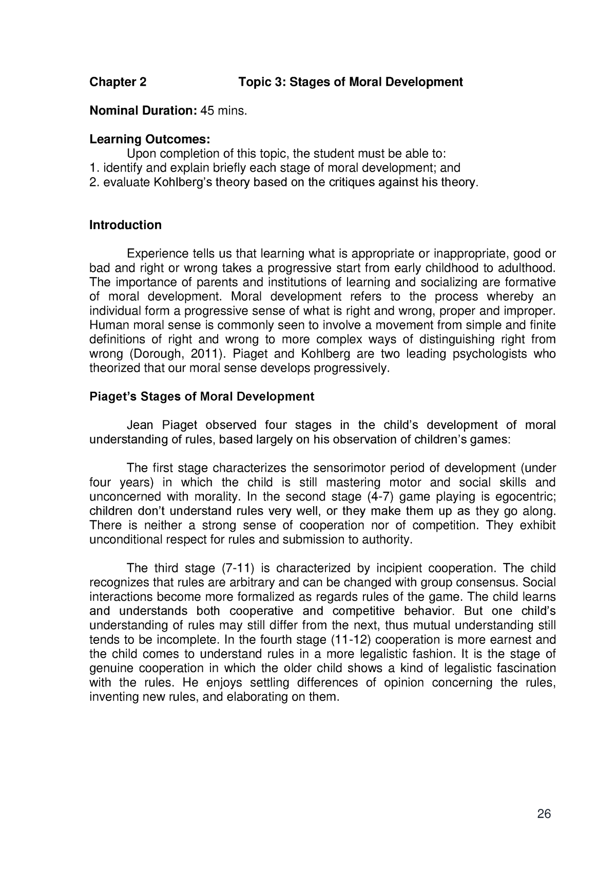 GEC7 Chap 2 Topic 3 Chapter 2 Topic 3 Stages of Moral