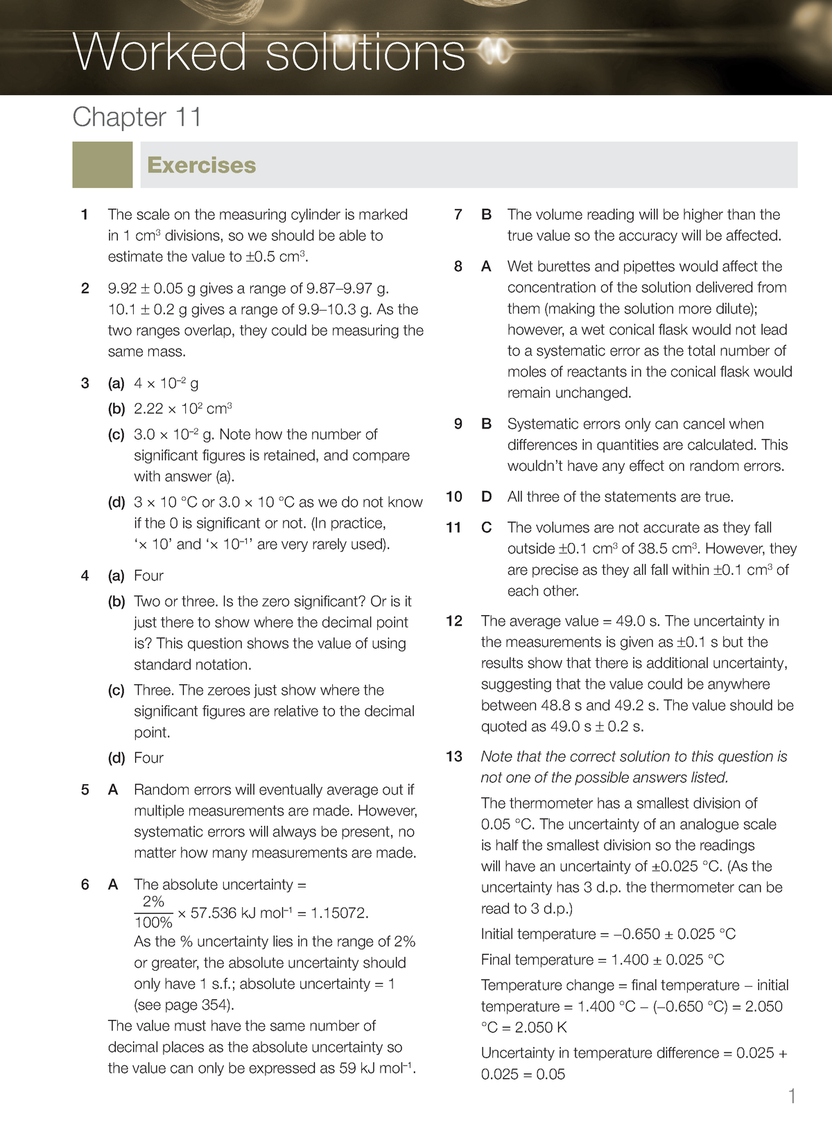 Chapter 11 Worked Solutions - Chapter 11 Exercises 1 The Scale On The ...