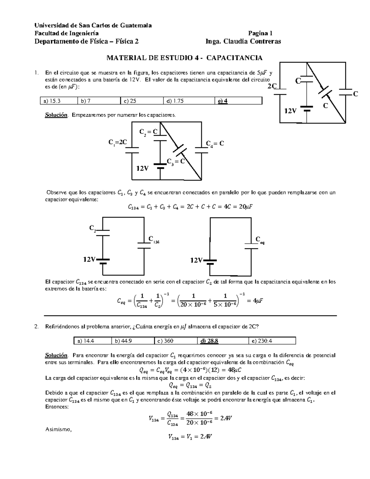 Material De Estudio Del Tema De Capacitancia Y Diélectricos, Facultad ...