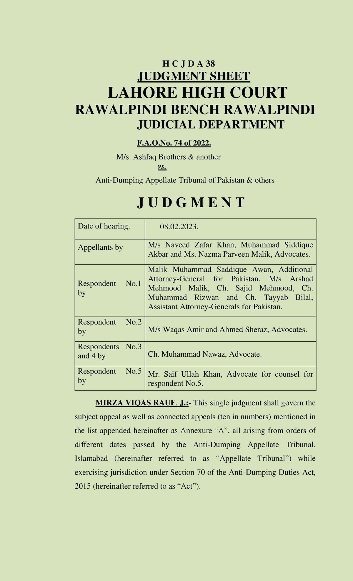 2023LHC484 - H C J D A 38 JUDGMENT SHEET LAHORE HIGH COURT RAWALPINDI ...
