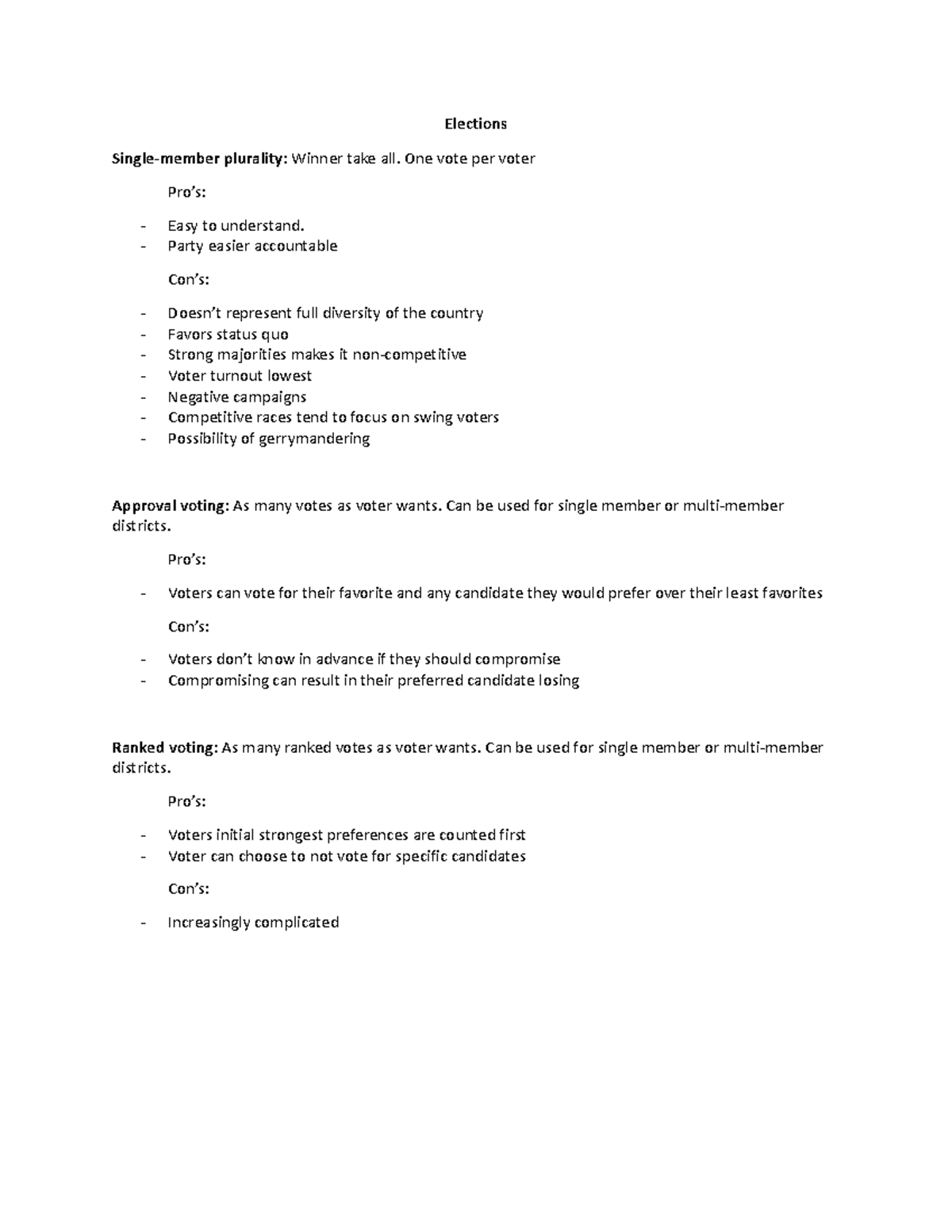 American Government quiz 2 Elections Singlemember plurality Winner