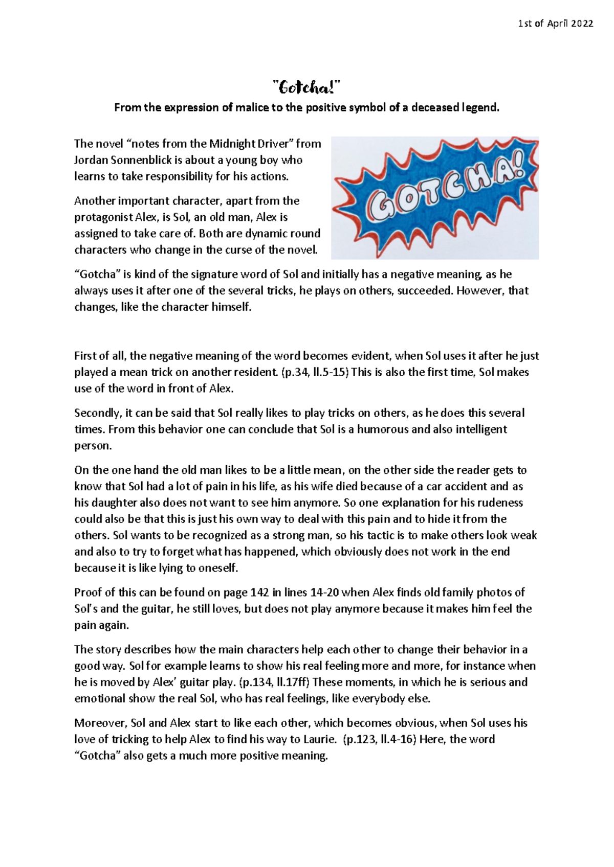Notes From The Midnight Driver Zusammenfassung Gotcha - Notes of the midnight driver - “Gotcha!“ The novel “notes from