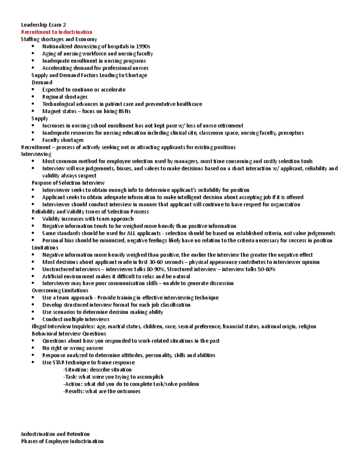 Leadership Exam 2 - Notes set for exam covering budgeting, patient ...
