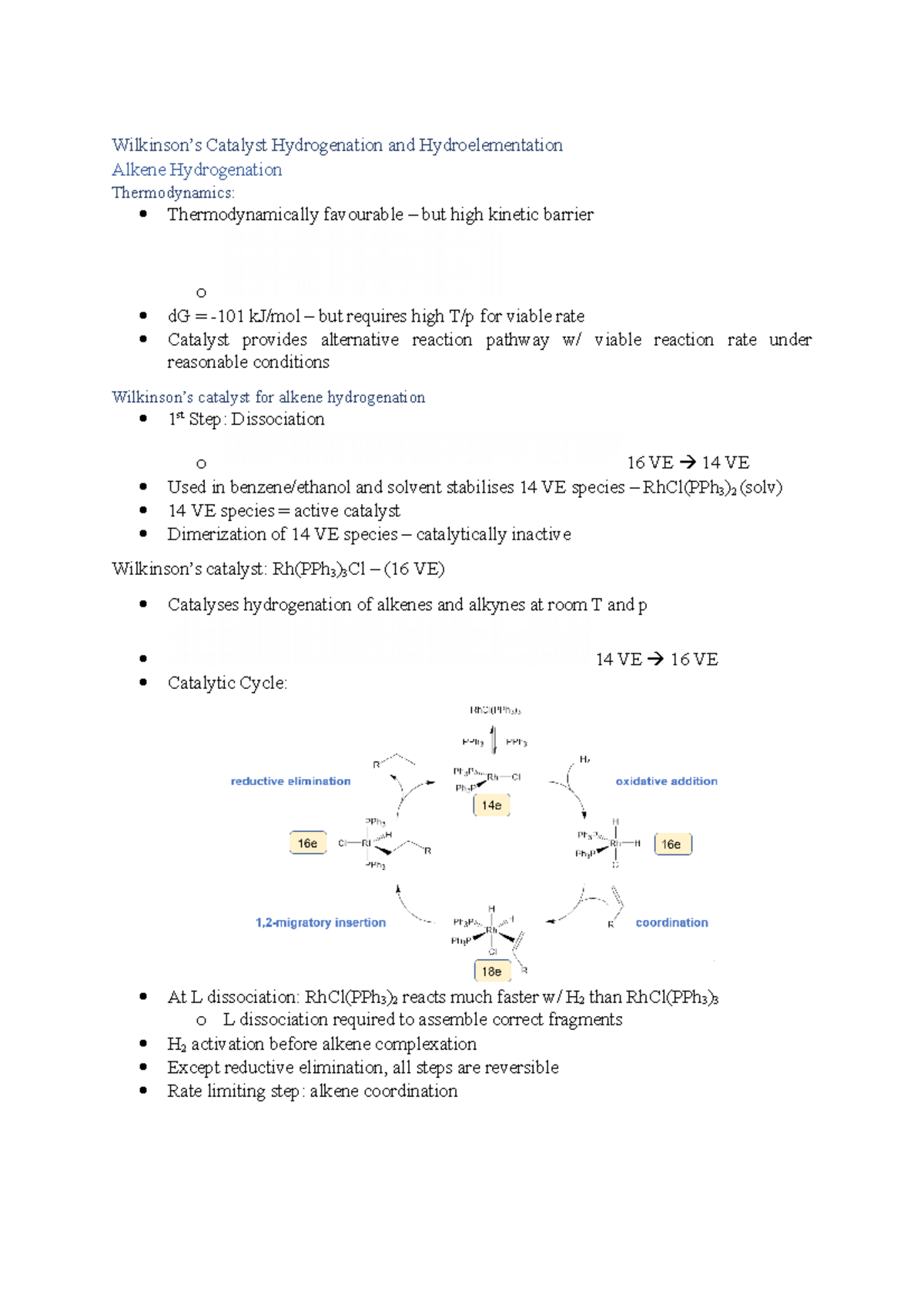 6. Wilkinsons Catalyst Hydrogenation and Hydroelementation - Wilkinson ...