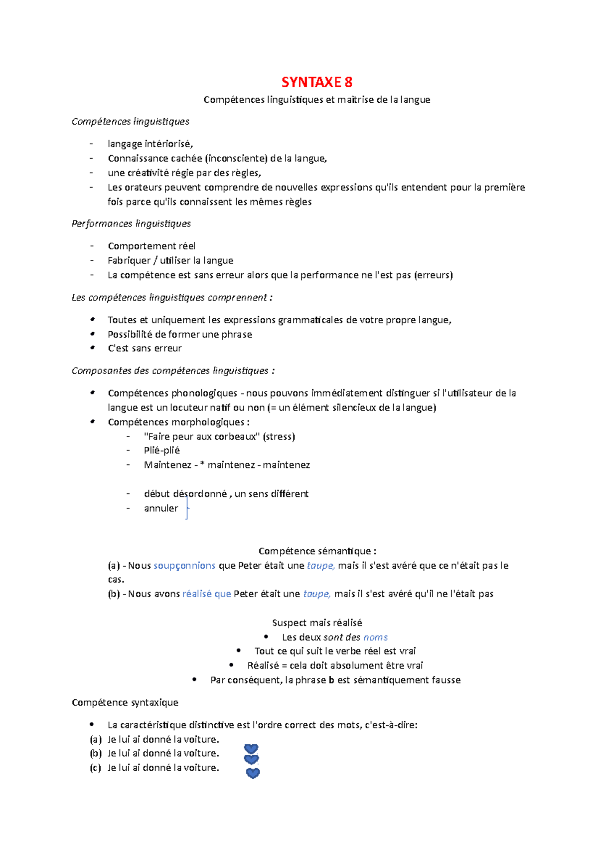 Syntax 88 SYNTAXE 8 Compétences linguistiques et maîtrise de la langue Compétences