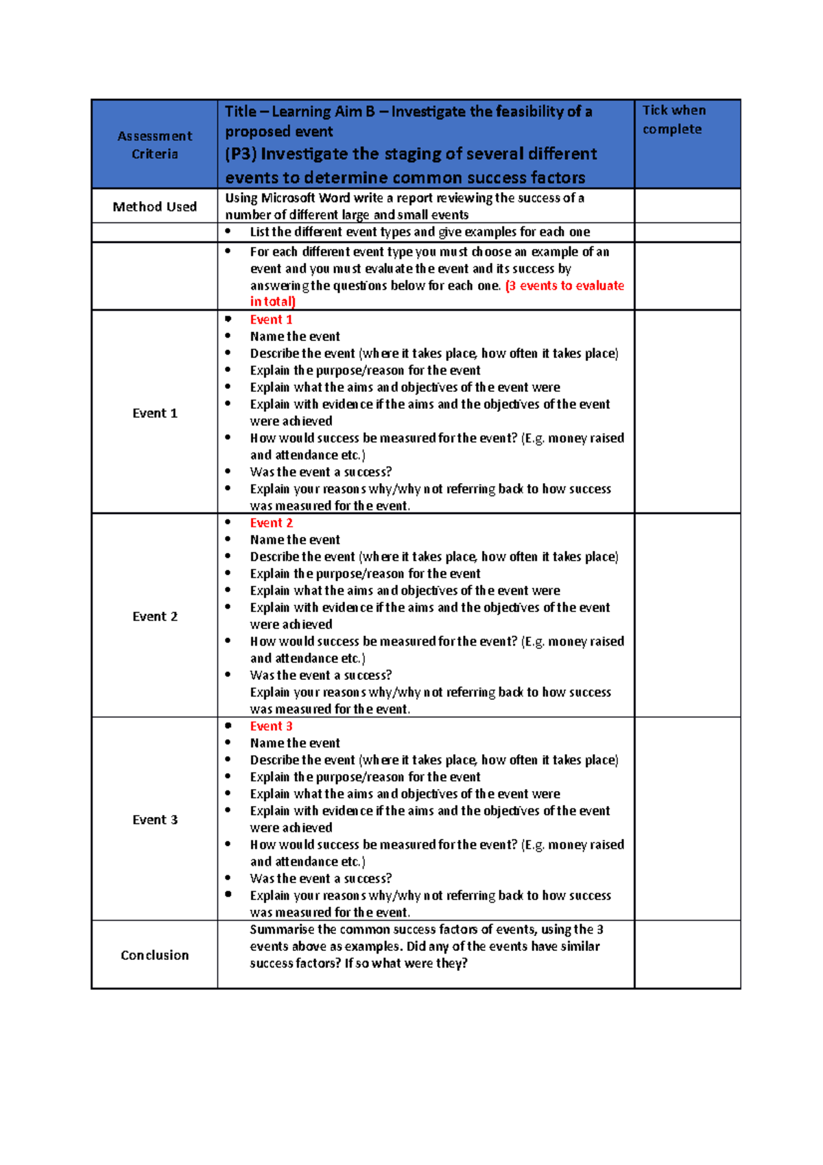 written assignment assessment criteria