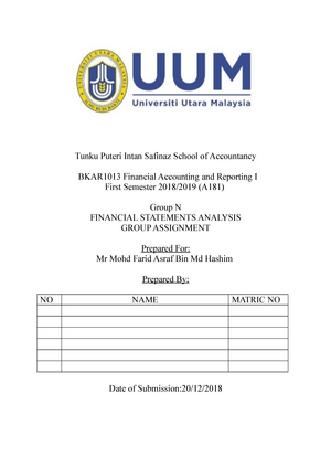 Assignment Financial and Reporting 1 - StuDocu