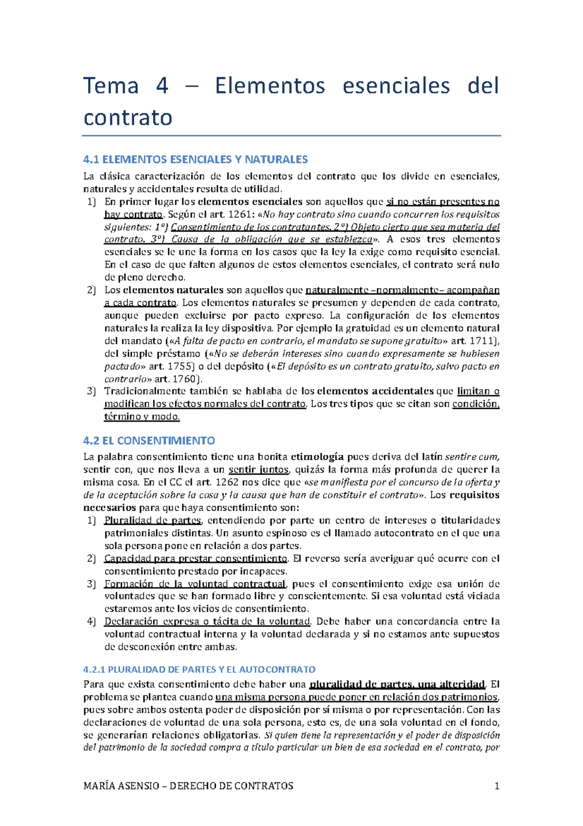 Tema 4 – Elementos Esenciales Del Contrato Contratos - Warning: TT ...