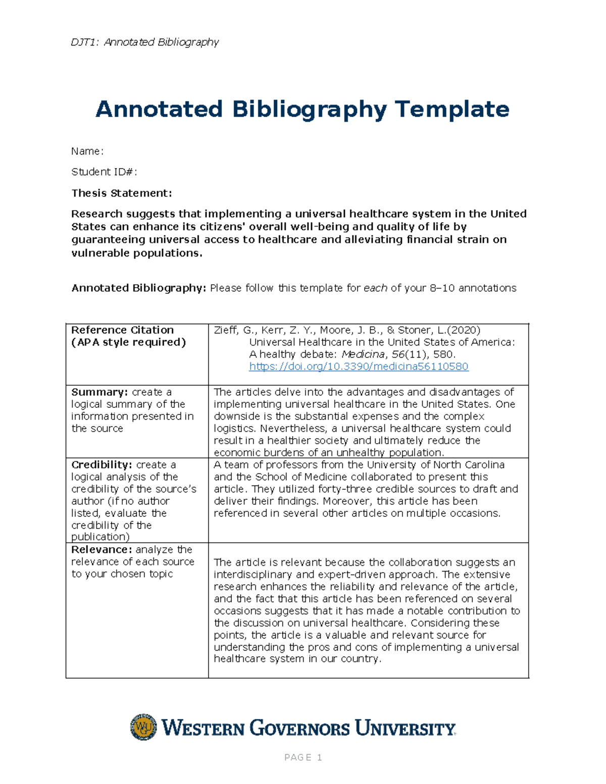 C 456 Task 1 - Implementing Universal HealthCare - Annotated ...