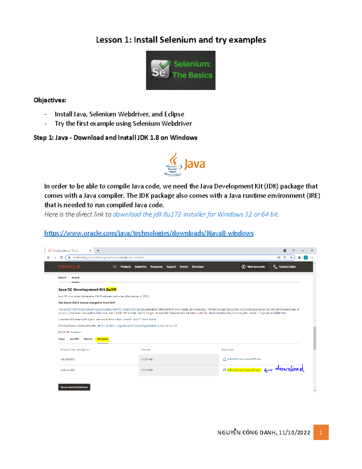 Lesson 1 Install Selenium and try examples - Lesson 1: Install Selenium ...