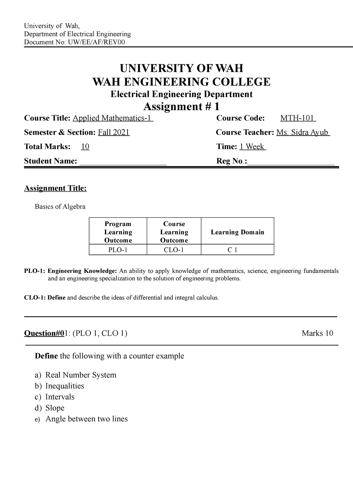 assignment calculator uow