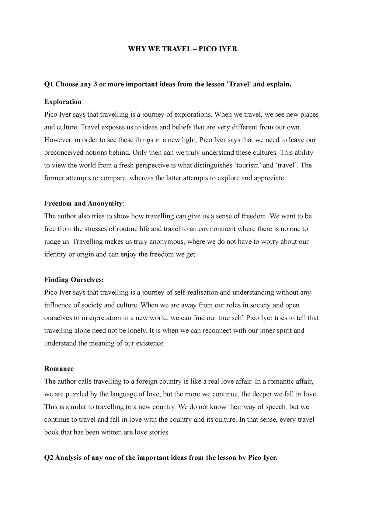 why we travel pico iyer summary pdf