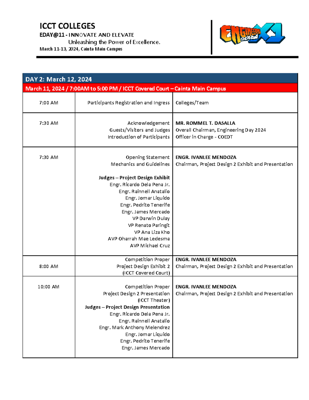 EDAY Program DAY 2 March 12 2024 - ICCT COLLEGES EDAY@11 - 𝗜𝗡𝗡𝗢𝗩𝗔𝗧𝗘 𝗔𝗡𝗗 ...