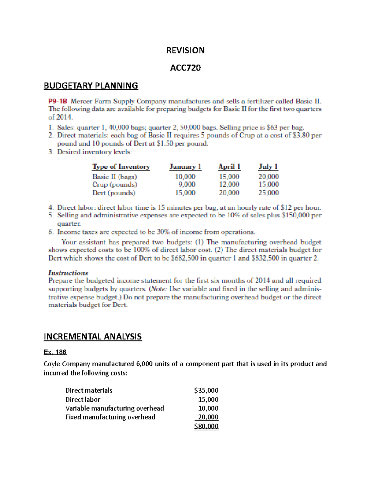 Revision - Qs - ACC720 - REVISION ACC BUDGETARY PLANNING INCREMENTAL ...