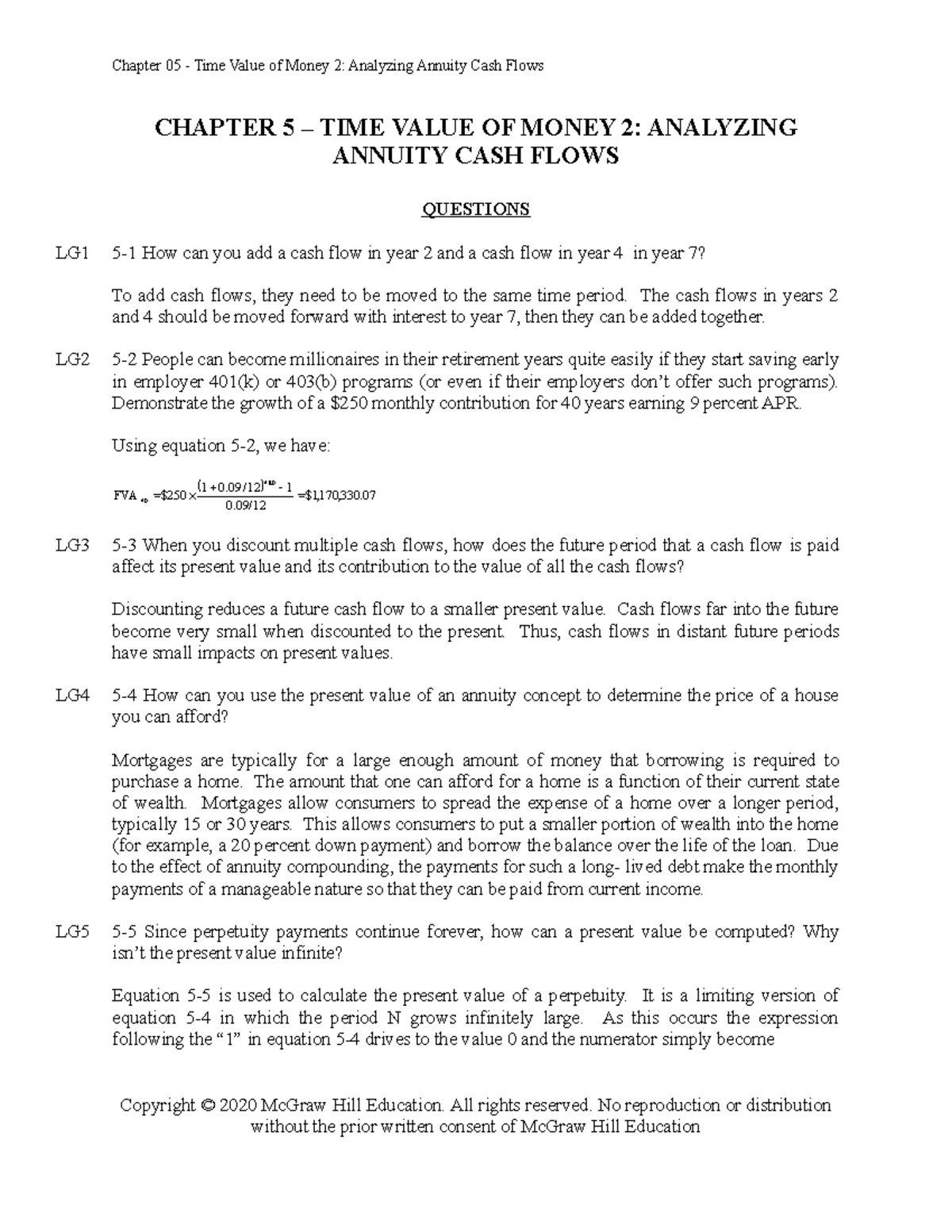 Cornett M Finance 5e Chap05 SM - CHAPTER 5 – TIME VALUE OF MONEY 2 ...