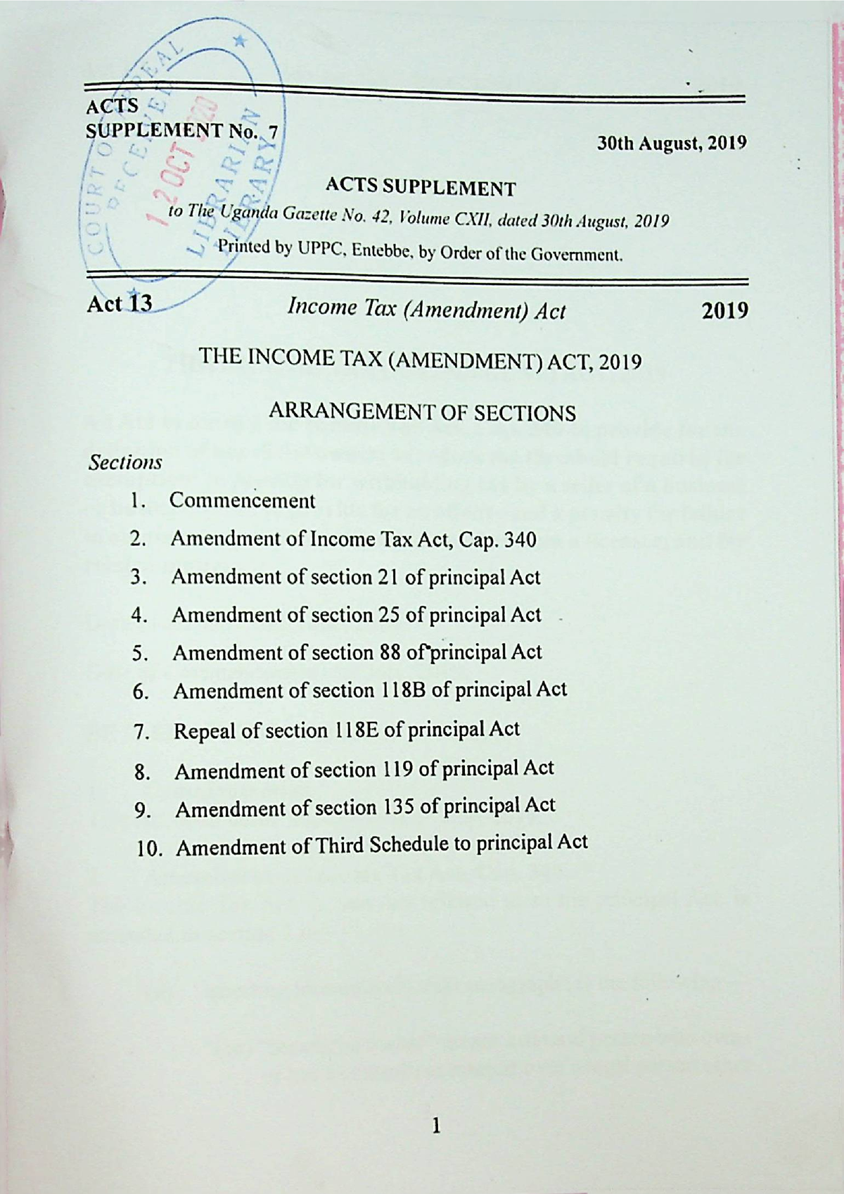 Tax (Amendment) Act 2019 BACHELOR OF LAW Studocu