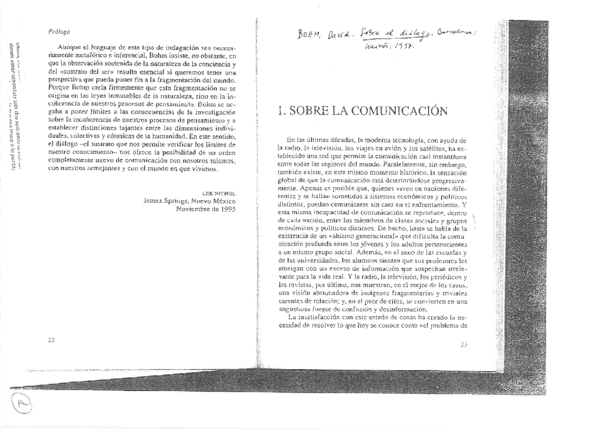 Bohm organized lectura bohm Teoria de la Comunicació i la