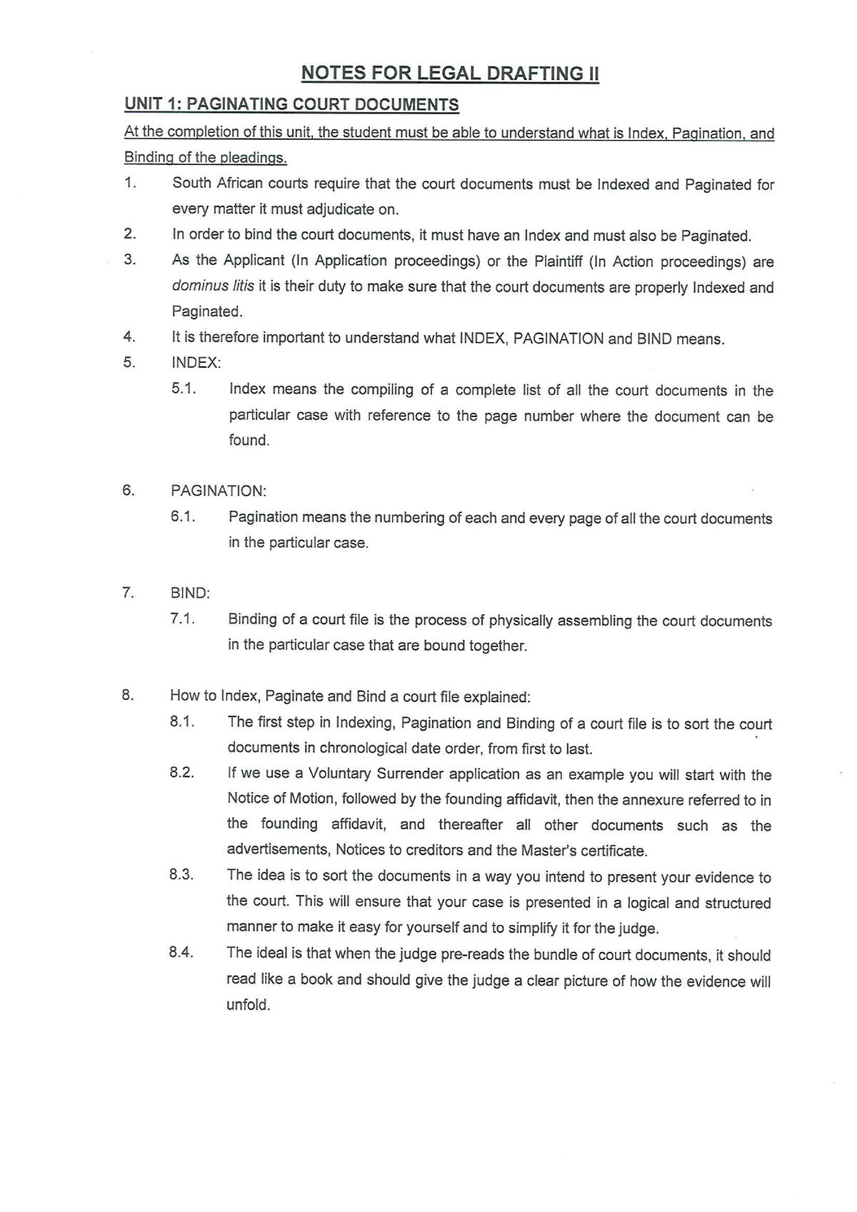 STUDY NOTES UNIT 20 INDEXING PAGINATION - MCL300T - Studocu