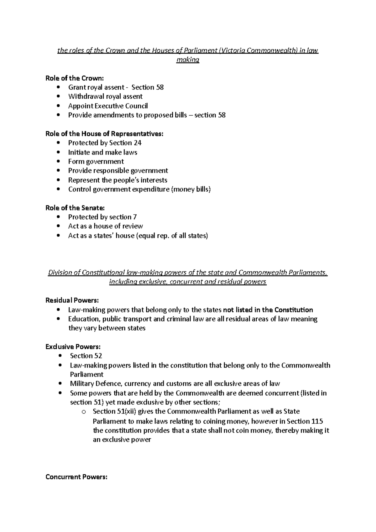 4.1 notes they are good - the roles of the Crown and the Houses of ...