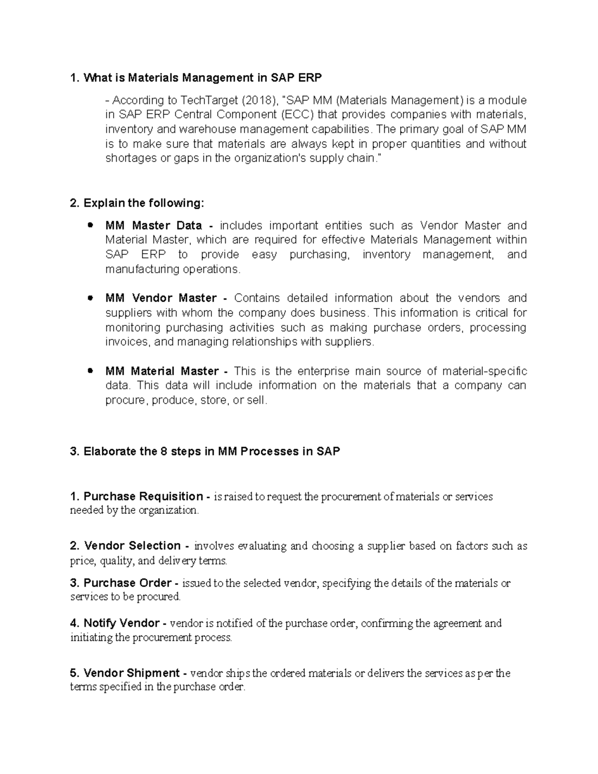 What is Materials Management in SAP ERP What is Materials Management