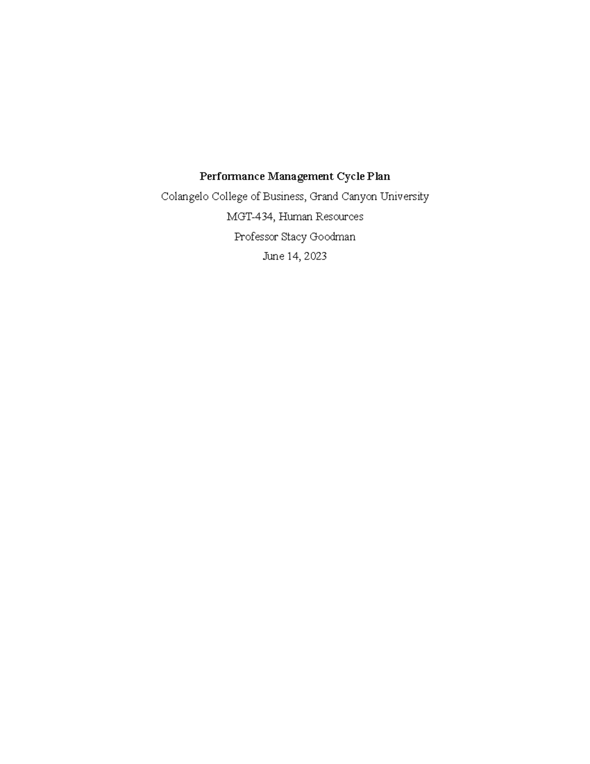 Performance Management Cycle Plan - Performance Management Cycle Plan ...