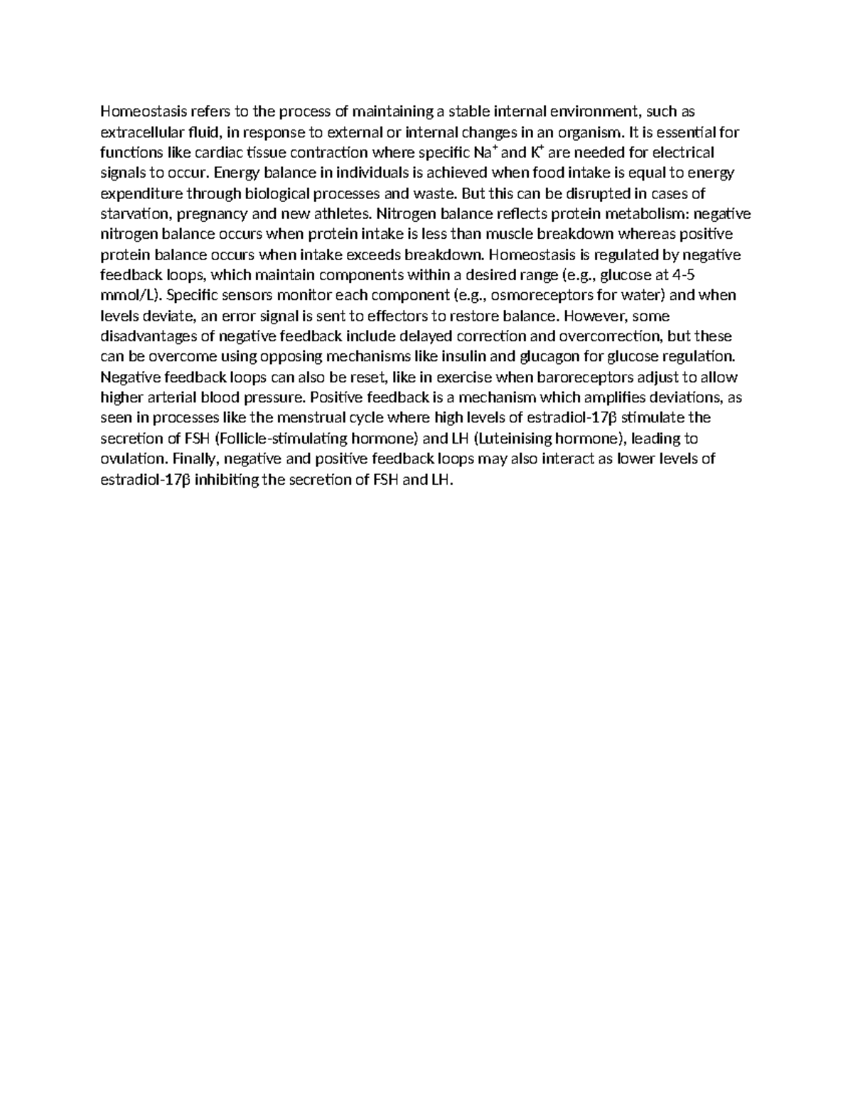 Homeostasis Precis - Homeostasis refers to the process of maintaining a ...