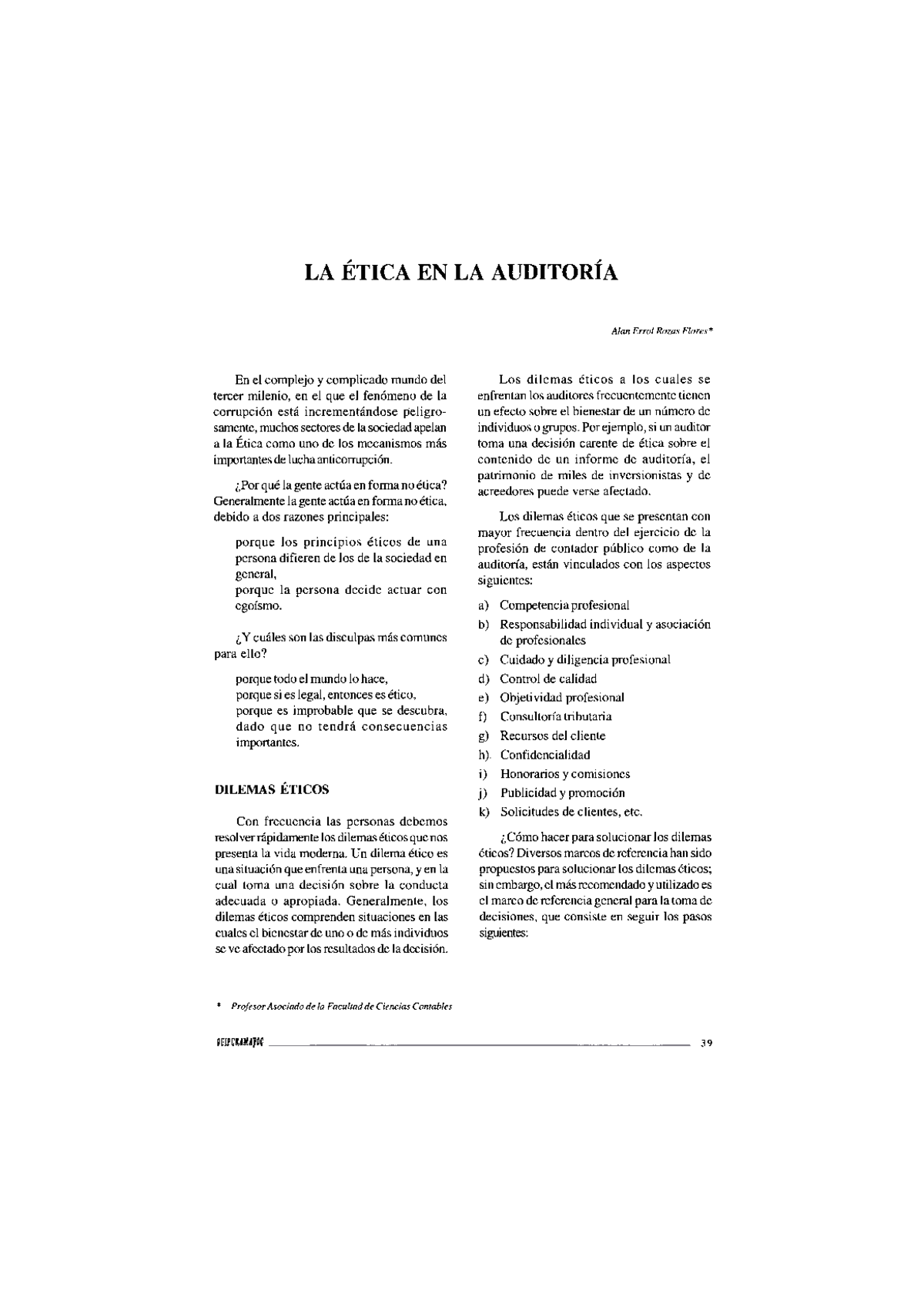 Etica auditoria - mmmmm - LA ÉTICA EN LA AUDITORÍA Alan Errol Rozas ...