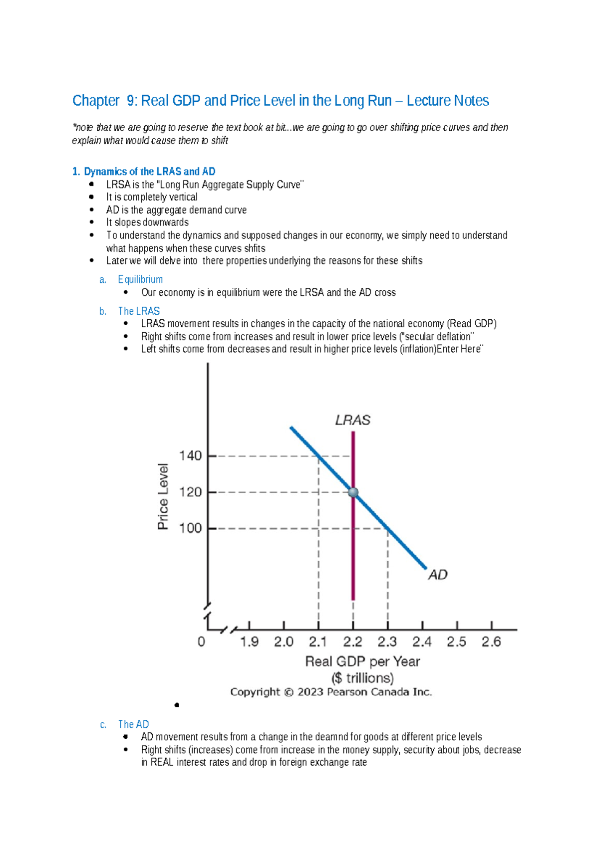 Chapter 9 - ECON 1112 Notes - Chapter 9: Real GDP and Price Level in ...