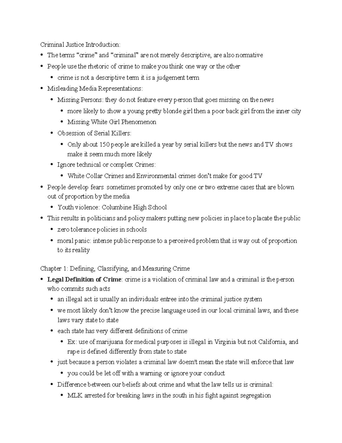 CRJU 110 Exam 1 - Summary Introduction to Criminal Justice - Criminal ...