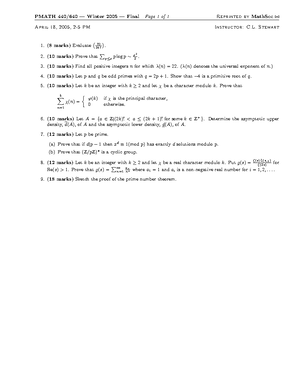 Lecture notes, all - 1, 5, 10, 9, 2, 3, 11 - PMATH 740 Analytic Number ...