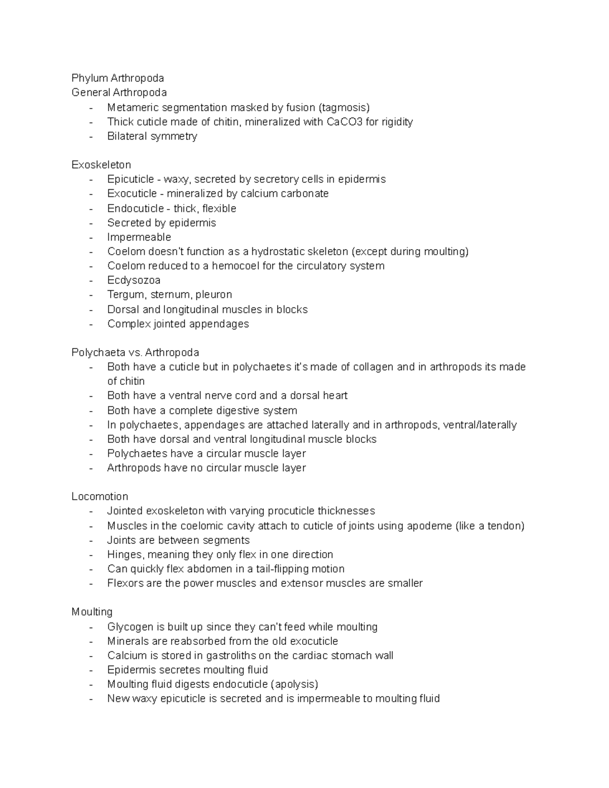 Arthrpoda - Lecture notes Arthropoda - Phylum Arthropoda General ...