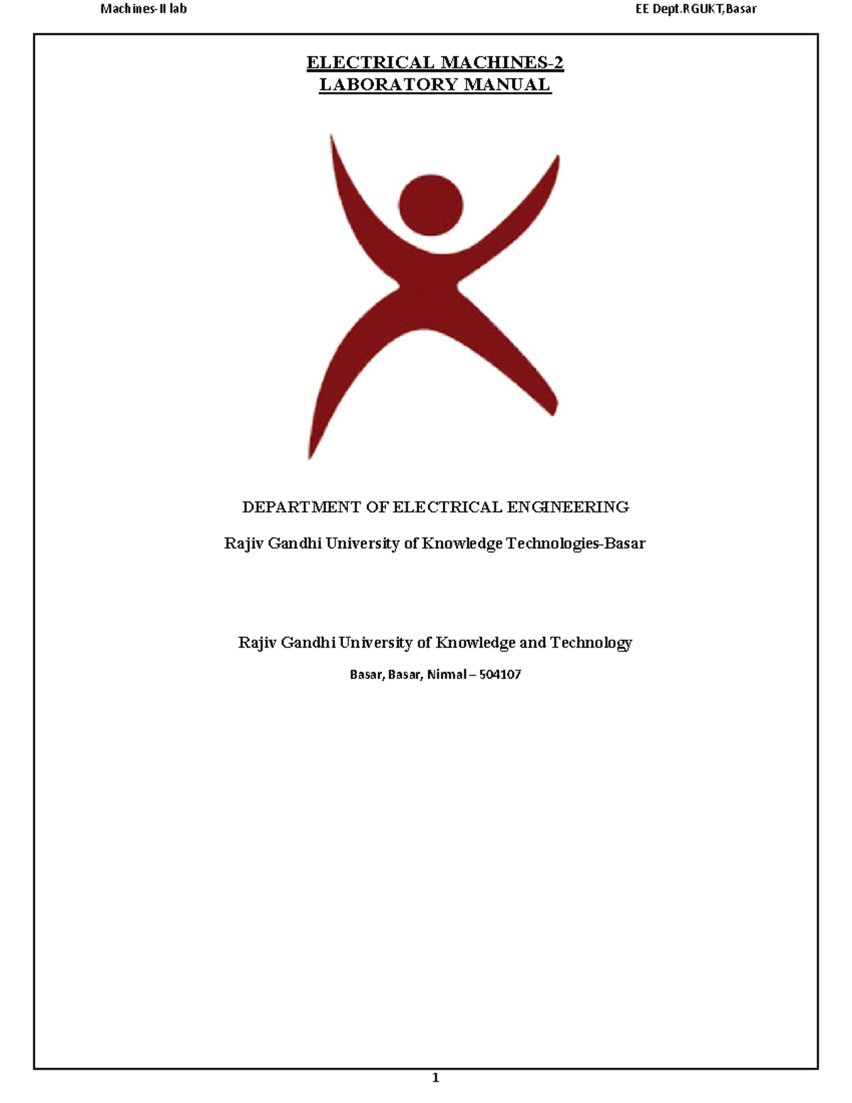 Eee Electrical MachinesII AC LAB Manual 10122019 ELECTRICAL MACHINES