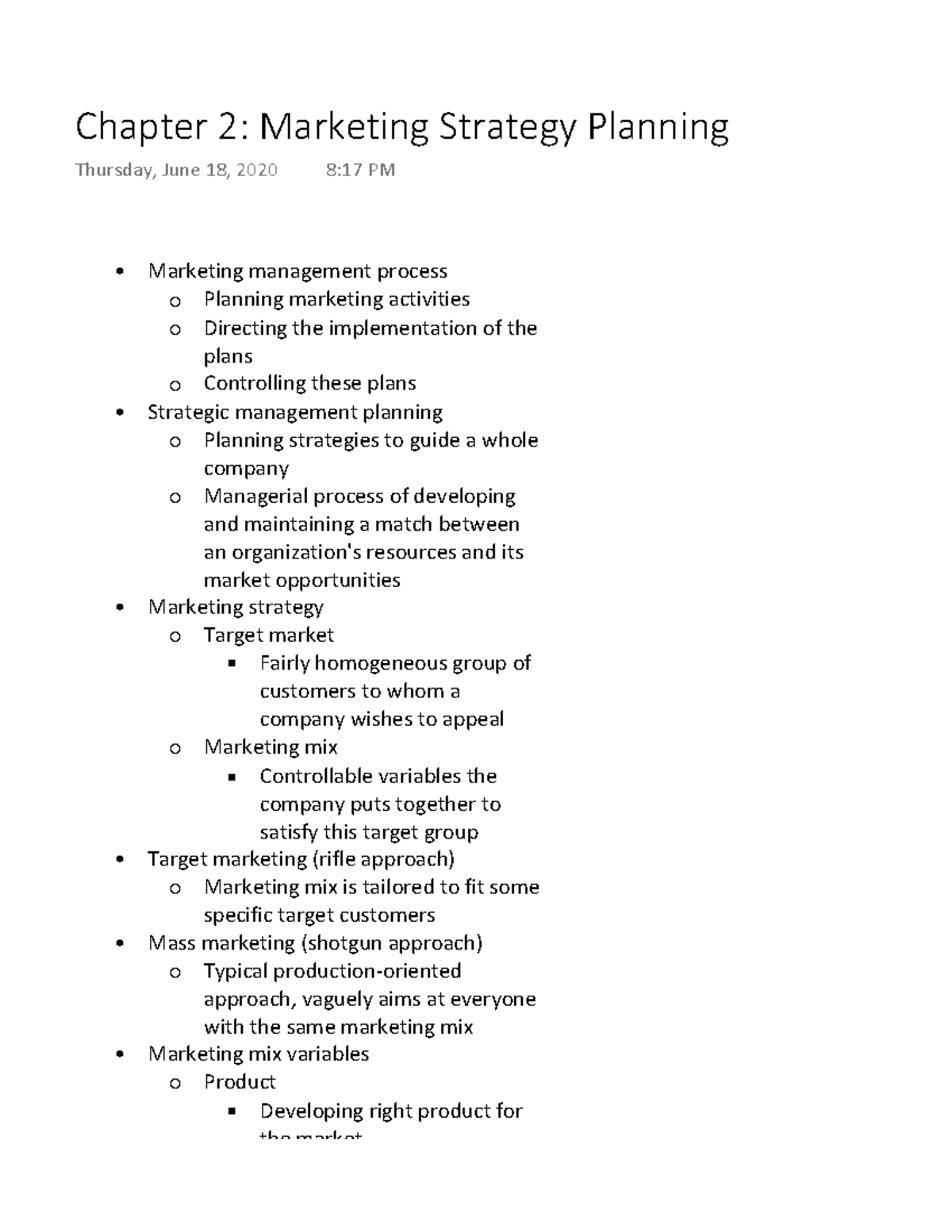 Chapter 2 Marketing Strategy Planning - Marketing Management Process ï ...