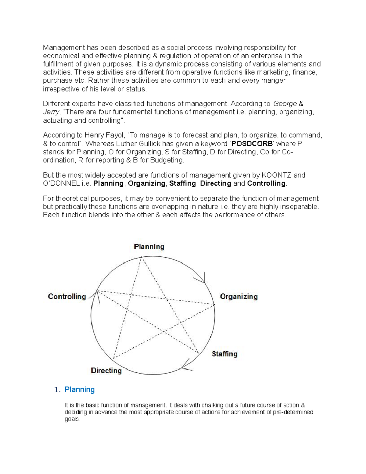 Management function - Management has been described as a social process ...