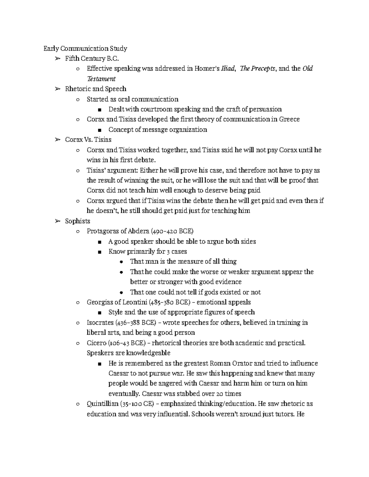 Chapter 1 In-Class Notes - Early Communication Study Fifth Century B ...