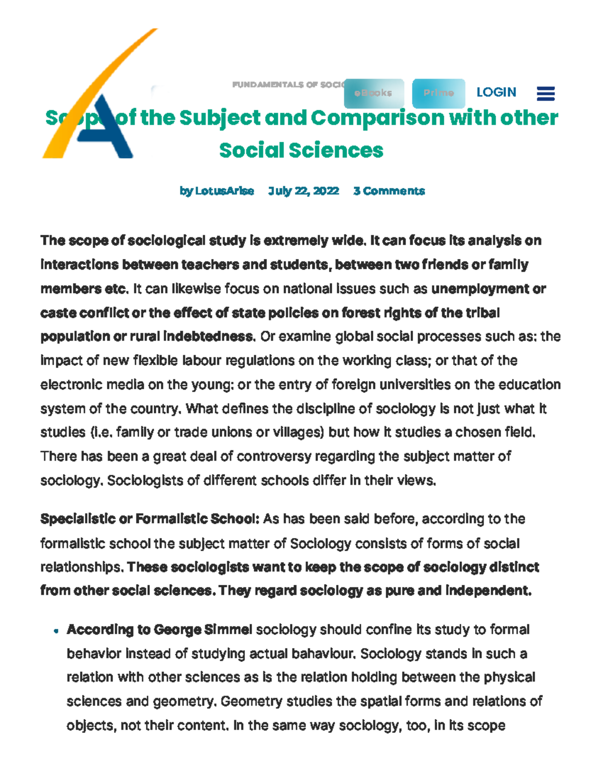 Scope Of The Subject And Comparison With Other Social Sciences ...