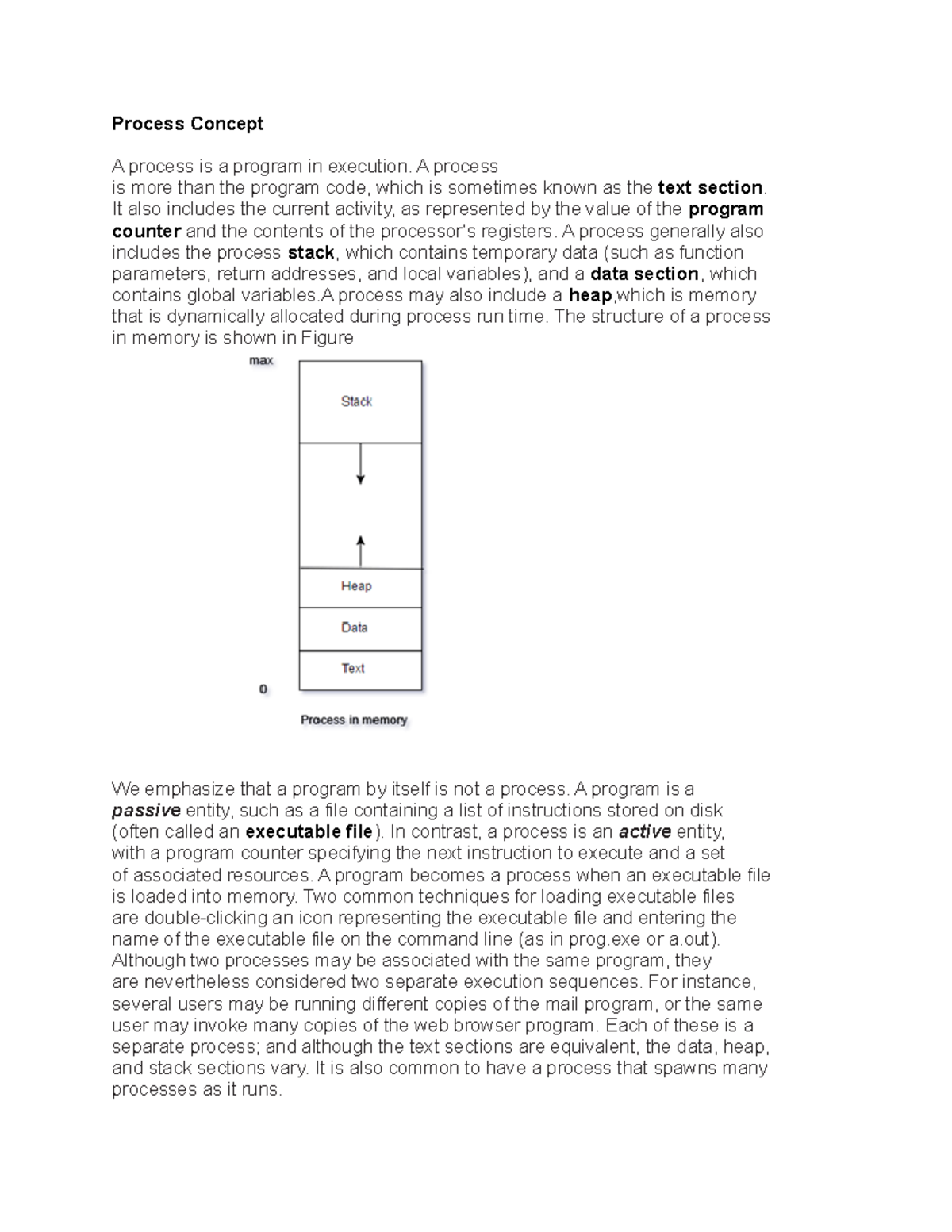 FCOS Notes - Process Concept A process is a program in execution. A ...